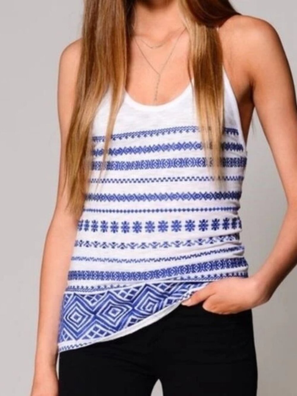 Sam Edelman Embroidered Racerback Tank Top L
